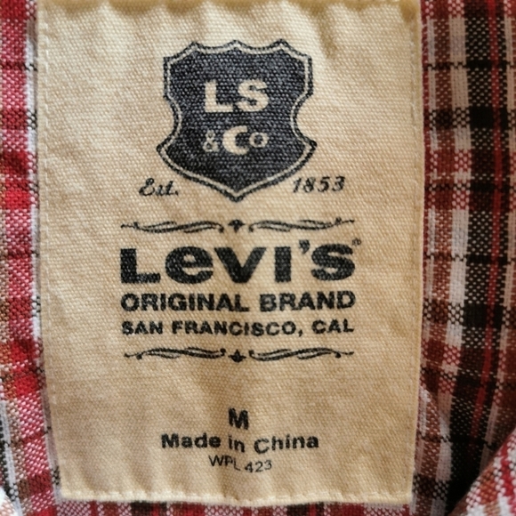 Levi’s Western Snap Button Red Plaid Long Sleeve Shirt Size M Open To Offers - Picture 9 of 10